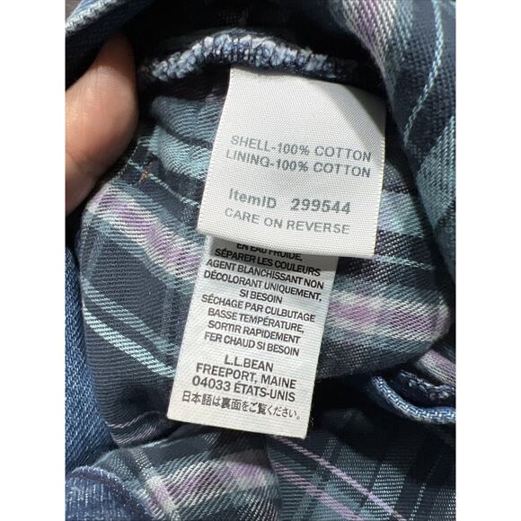 VTG L.L. Bean Original Fit/Relaxed Mom Jeans Blue Flannel Lined Plaid Size 14P - Picture 12 of 16